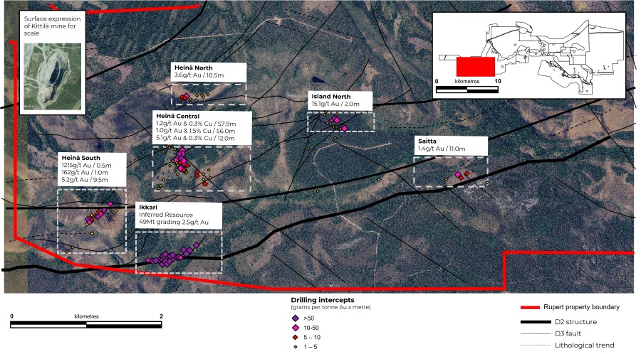 Figure 1. Discoveries and base of till anomalies at the Rupert Lapland Project including Hein Central and Ikkari (Graphic: Business Wire)