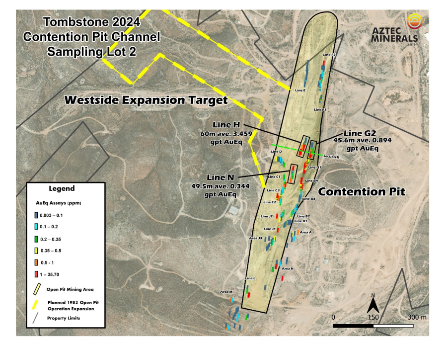 Aztec Minerals Continues to Sample Broad, High-Grade Gold & Silver Mineralization at the Tombstone Project in Arizona, including 1.97 gpt Au and 120.36 gpt Ag (3.47 gpt AuEq) over 60.0 meters